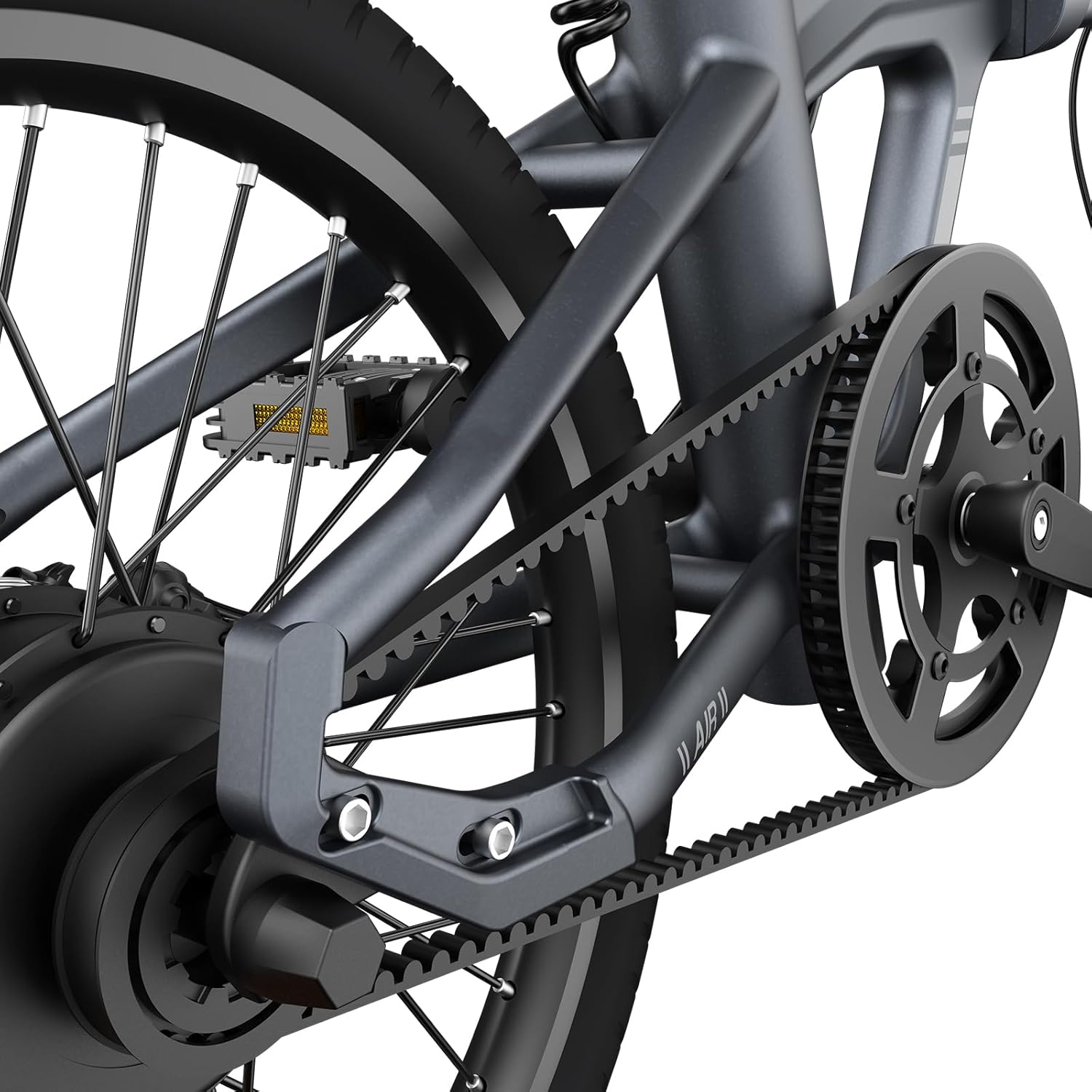 ADO Air20 Vélo électrique Pliant, 20 Pouces Ebike, Léger 17.5 kg, avce Batterie Amovible 36 V/9,6 Ah, Entraînement par Courroie, Capteur de Couple, Applications Intelligentes, Portée de 100 km Gris2