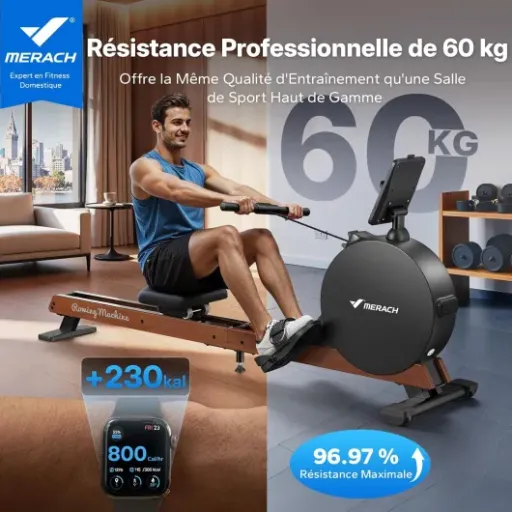 Avis MERACH Novarow Q3 : le rameur auto-généré en bois qui vise le niveau salle de sport