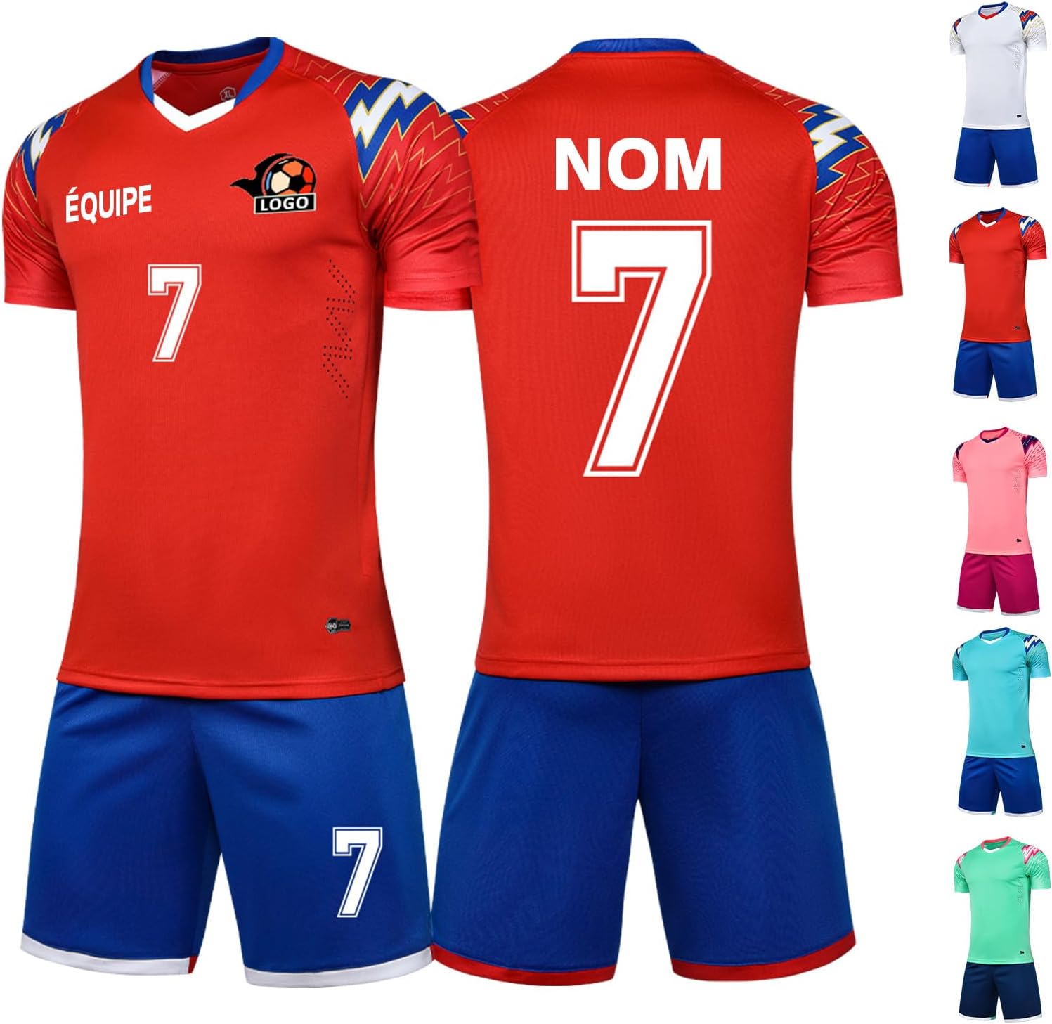 LAIFU Maillots de Football personnalisés pour Adultes et Enfants Personnalisez Votre nom, Votre numéro et Votre Logo Kit de Football Respirant et Absorbant la Sueur