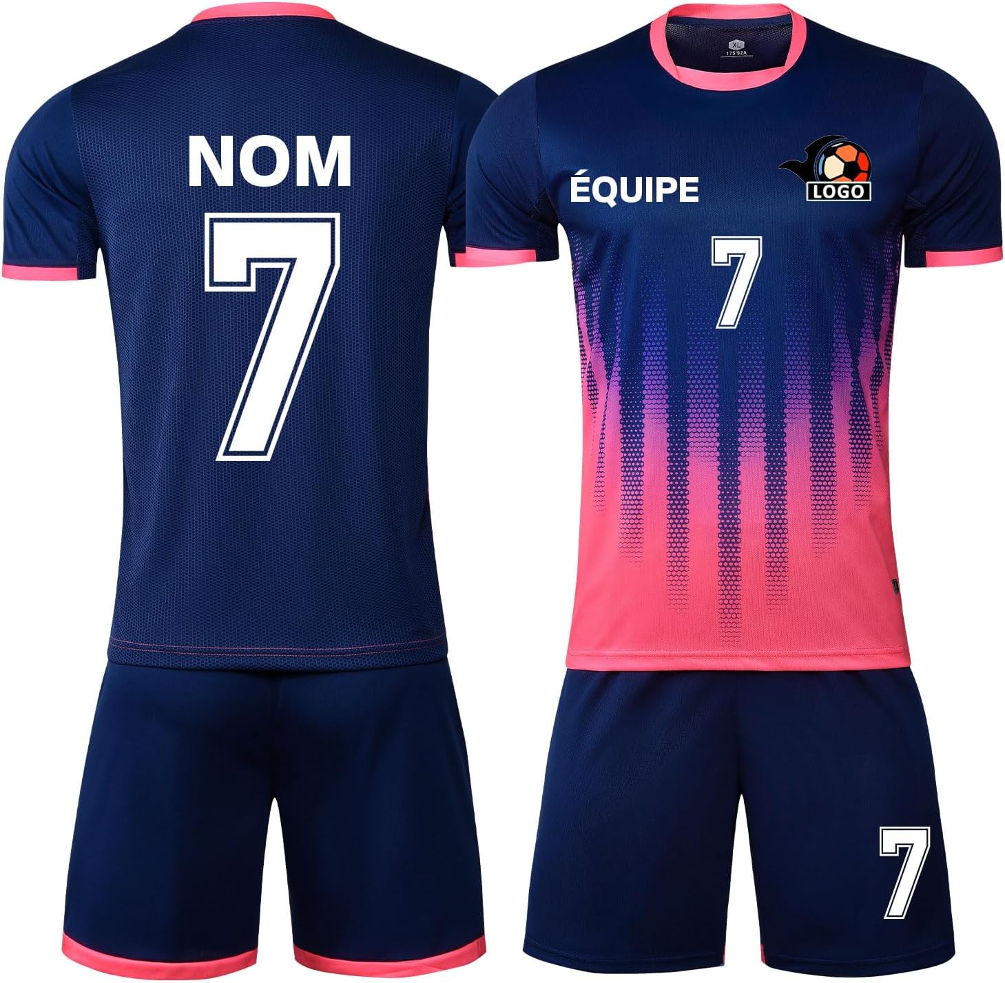 LAIFU Maillots de Football personnalisés pour Enfants Maillots de Football pour Adultes personnalisés avec Votre nom, Votre numéro, Le nom de Votre équipe et Votre Logo