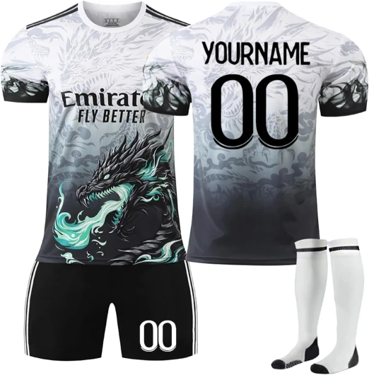 Générique Maillot De Foot Personnalisé Enfants Football Maillots De Soccer 24 25 Home Away avec Nom Et Numéro DIY T-Shirt Tenue De Sport Cadeau pour Garçon Et Homme