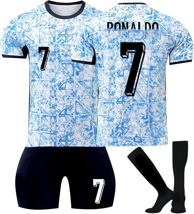 Maillot de Foot Enfant et Adultes 2024 Al Nassr FC Maillot Foot Nouveaux Maillots #7 Home/Away Soccer Jersey, Ensemble Football Homme Garçon Vêtement Sport Tshirt Shorts Chaussette Genouillère Set