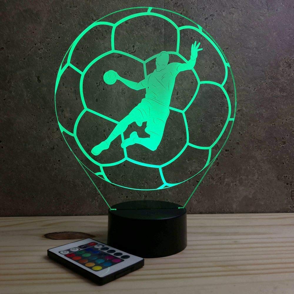 Lampe Ballon De Hand Handball 16 Couleurs PERSONNALISABLE, Avec Un Nom Ou Un Message, Lampe 3D, Veilleuse Ambiance Lumineuse, Décoration Chambre, Lampe De Chevet, Handball