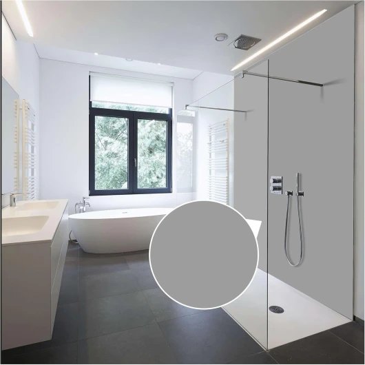 Panneau de douche premium/Panneau mural de salle de bain - Revêtement de douche/Revetement mural - Panneau plastique PVC - Gris clair - (200 x 100 cm)