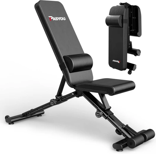 Banc de Musculation Multifonction Réglable avec 90 Degrés Banc Musculation Complet Pliable Inclinable Declinable Peut être Plié Rapidement 400KG Capacité de Poids