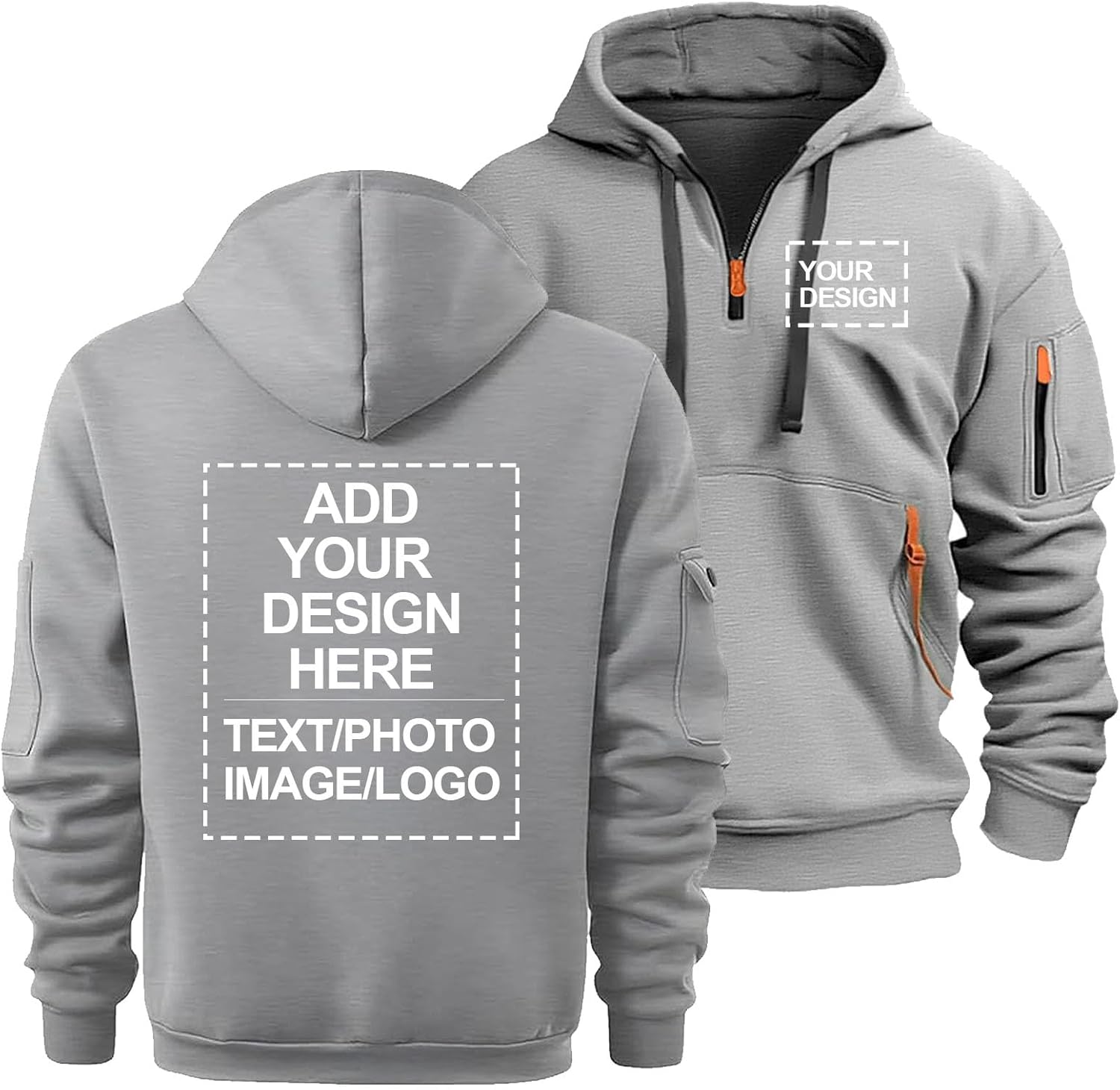 Sweat à capuche personnalisé pour homme avec fermeture éclair 1/4, survêtement avec logo, vêtements de sport, vêtements de travail, manteaux personnalisés