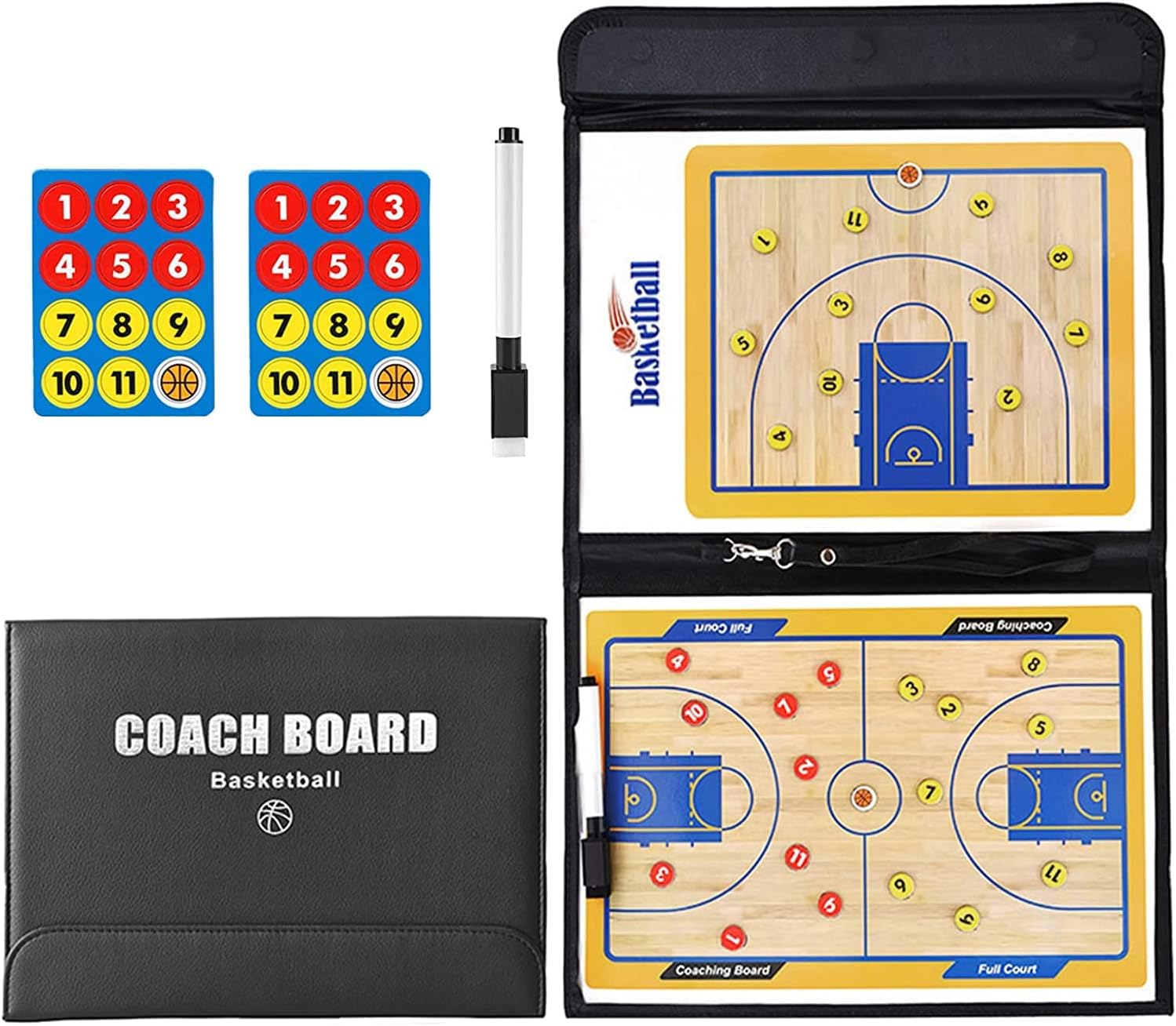 ® Tableau Tactique Basketball, Plaquette Entraineur Basket, Plaquette Basket Coach avec Stylo Aimants, Tableau Coach Basket Magnétique Entraîneur Board