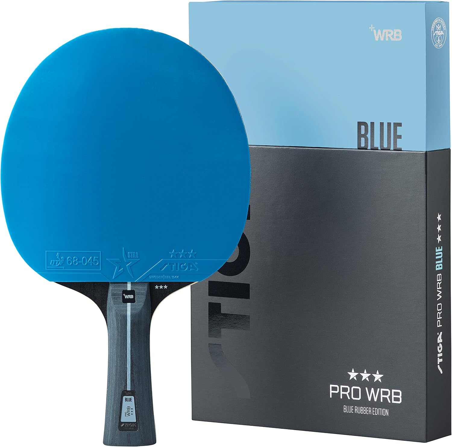 Raquette de Ping Pong Pro WRB Blue Edition - Raquette Tennis de Table 3 Étoiles avec Revêtement Bleu