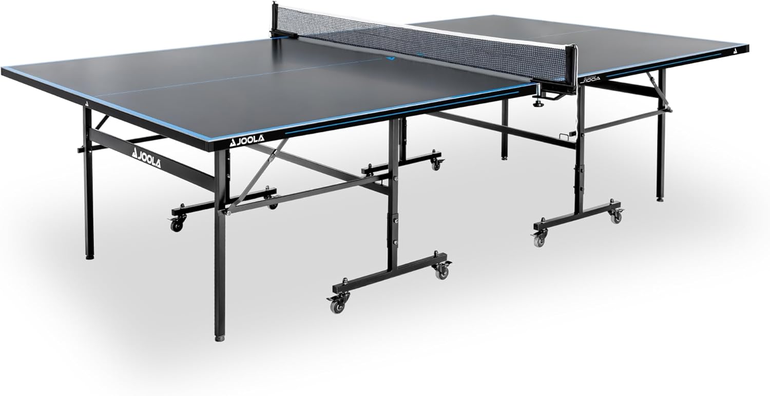 Table de ping-Pong d'extérieur J100A - Table de ping-Pong Professionnelle 4 mm en Aluminium résistant aux intempéries - Pliable - Anthracite/Bleu - 274 x 152,5 x 76 cm