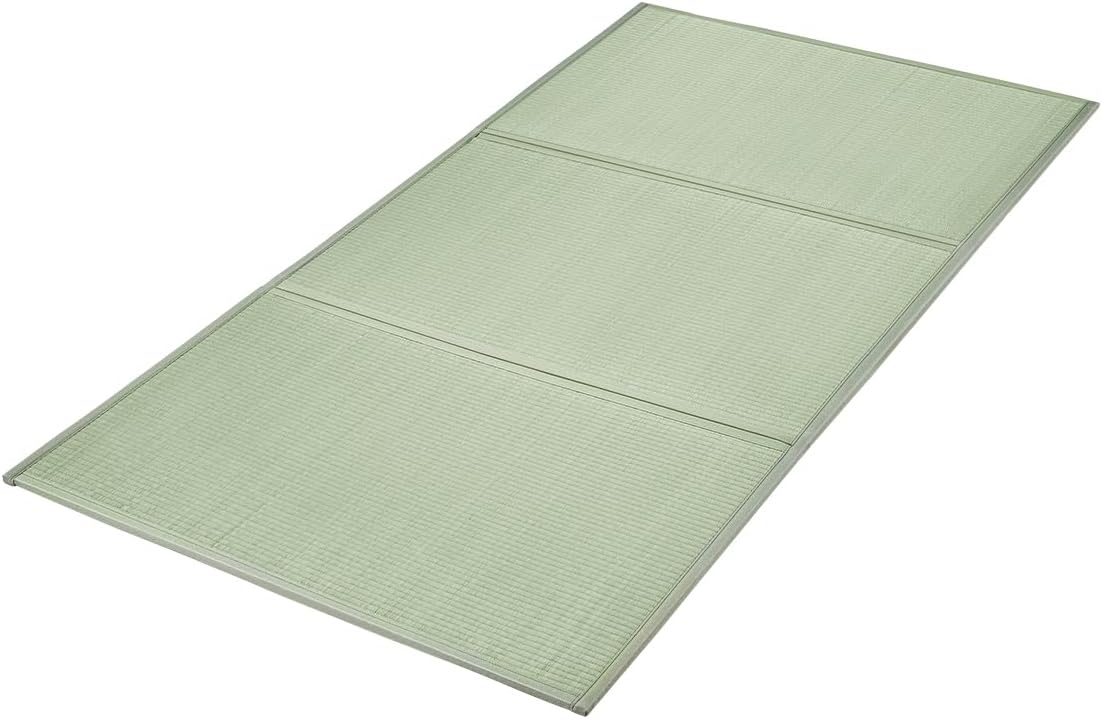 Tatami en Jonc Naturel, Matelas Japonais Pliable de Taille Lit Double Standard, Tapis de Sol Japonais avec Support Antidérapant et Parfum Frais, Matelas Futon pour Dormir, Méditation, Yoga