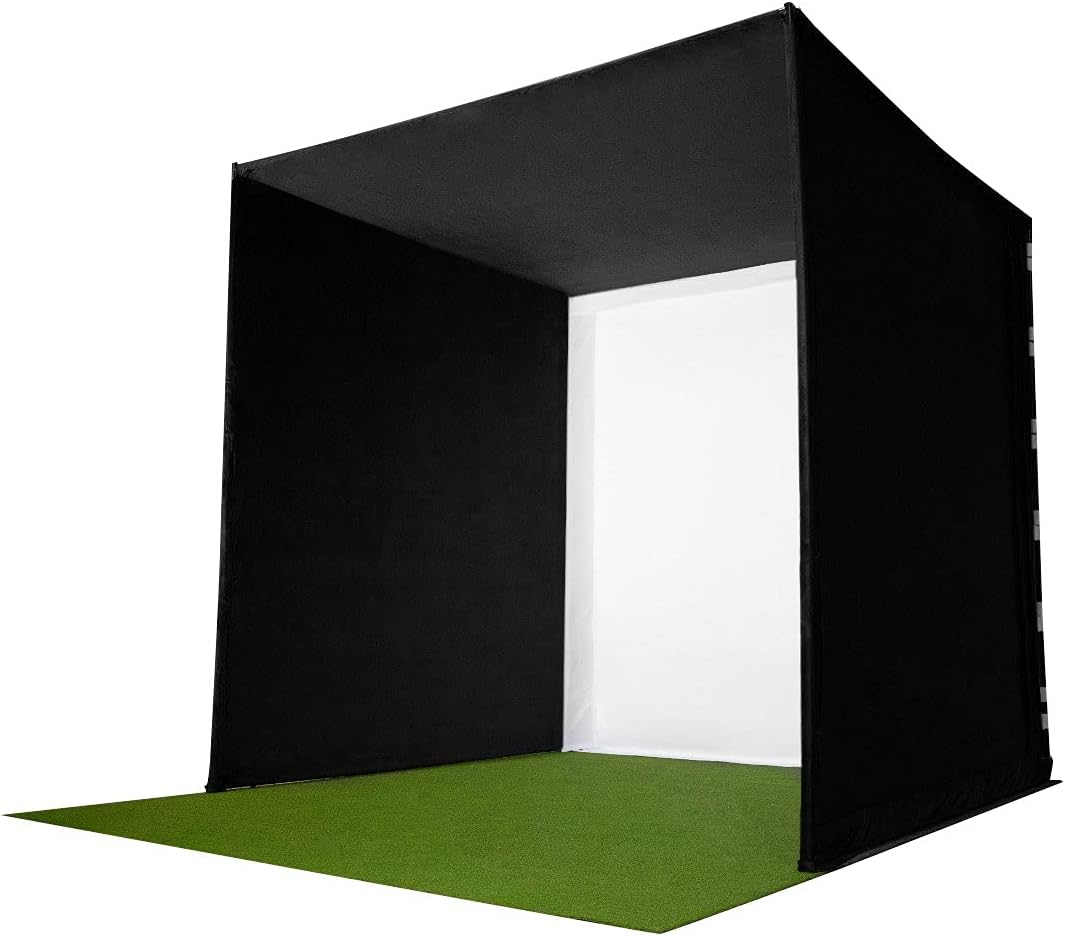 GolfBaysUK Golf Simulator Enclosure Indoor - pour Un Usage Domestique et Commercial - Comprend Un écran d'impact HD - À Utiliser avec Tous Les moniteurs de Lancement de Golf - 6 Tailles
