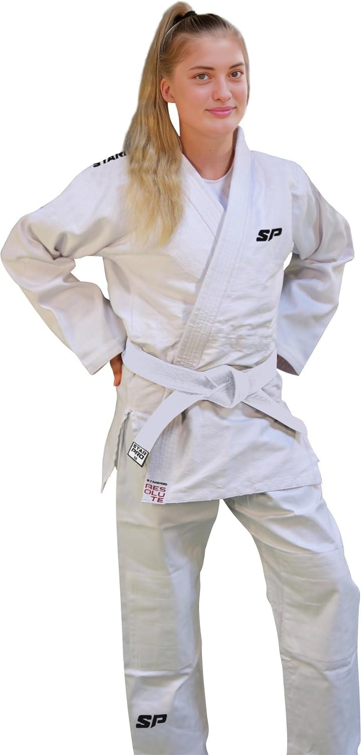 Kimono Judo - Uniforme Professionnel pour Entraînement et Compétition en Arts Martiaux, MMA, Taekwondo pour Hommes, Femmes & Enfants en 350 gr - 110-200 cm - Blanc et Bleu