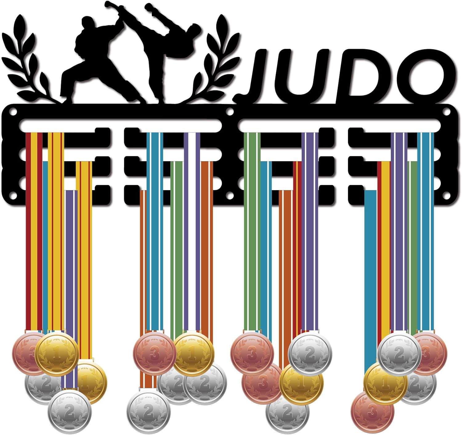 Porte-Médaille Judo,Présentoir à Suspendre,Décoration Murale,3 Ligne,Peut Contenir Plus 60 médailles Sport,pour Les Amateurs Golf,Joueurs,Compétitions,Gagnants,Médaillés,29x13cm