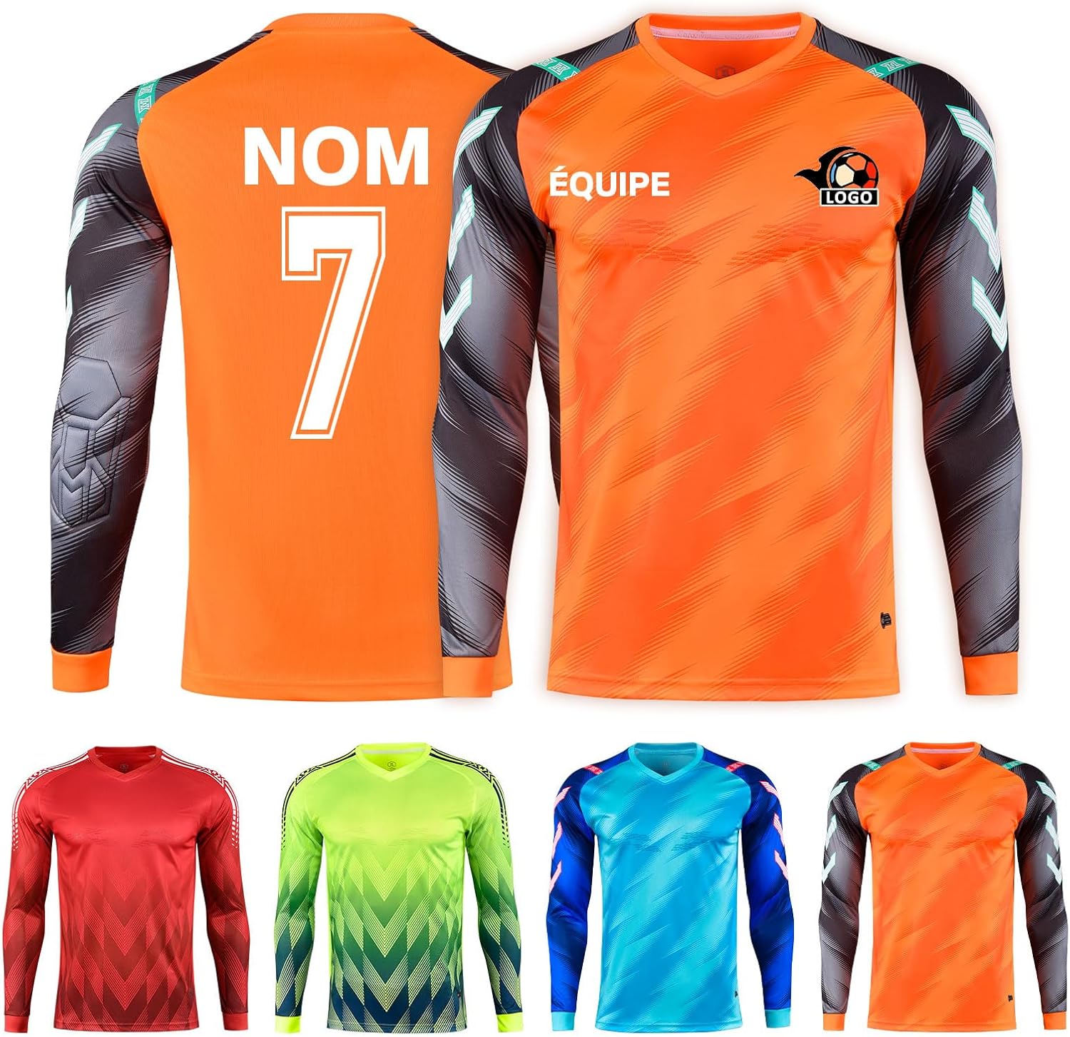 LAIFU Kids Custom Goalkeeper Jersey Maillot de Gardien de But personnalisé pour Les Jeunes et Les Adultes avec Votre nom, numéro et Logo d'équipe