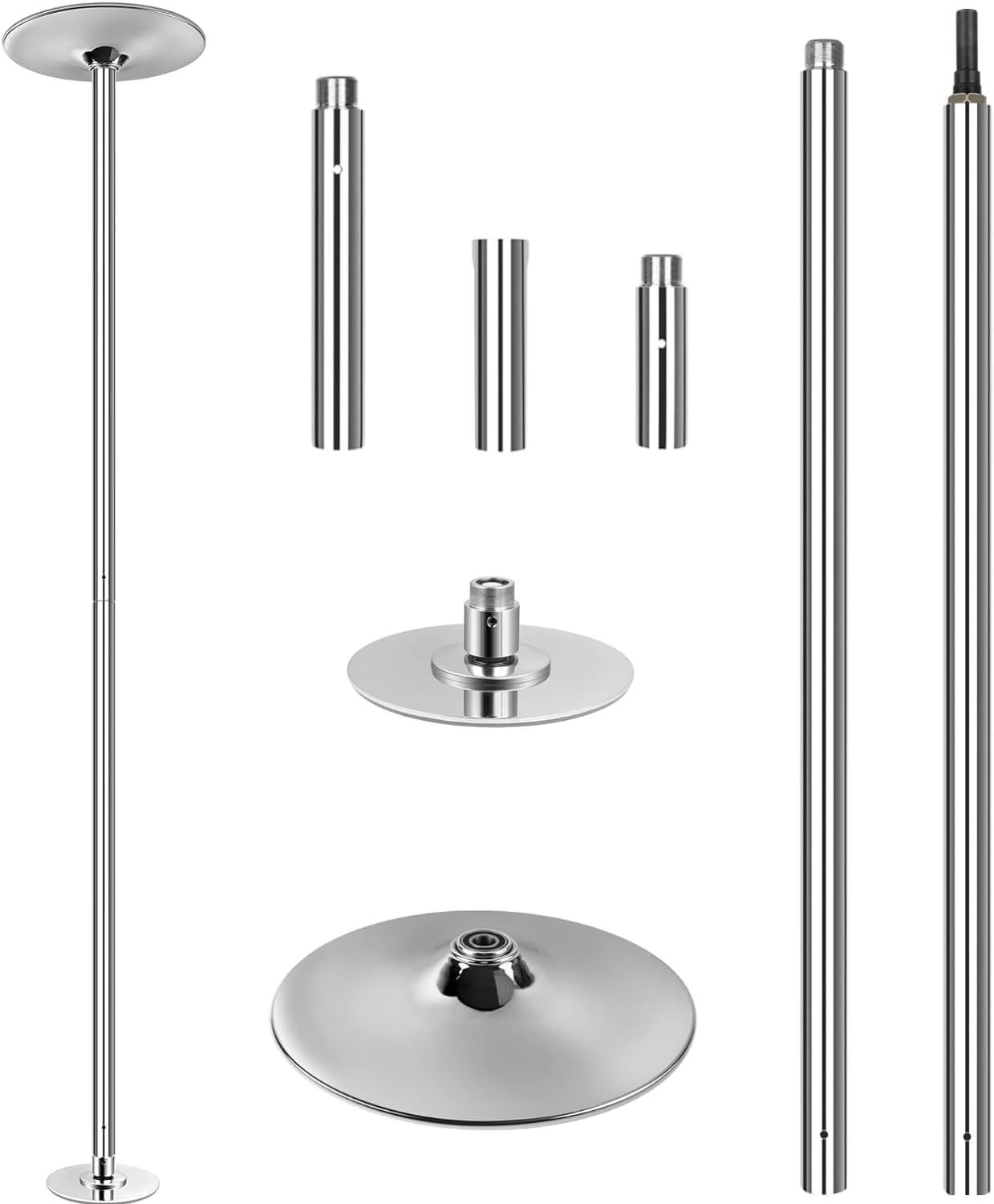 Barre de Pôle Dance, Professionnelle 45 mm Hauteur Réglable 235 cm à 274 cm, Statique et Rotation, Ensemble de bâtons de Danse Amovibles, pour entraînement de Club, fête, pub, Maison