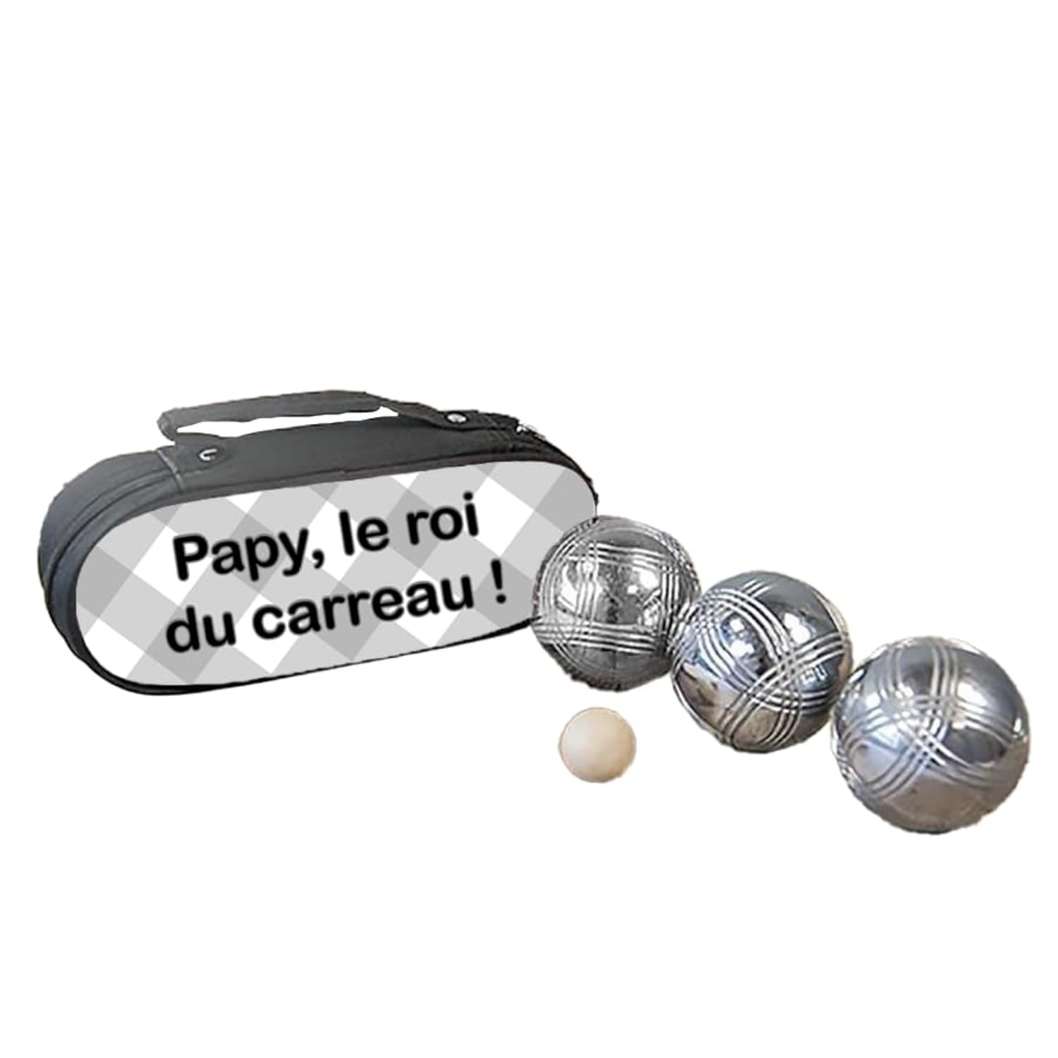 Sacoche de rangement pour boules de pétanques - Cadeau original (Carreaux)