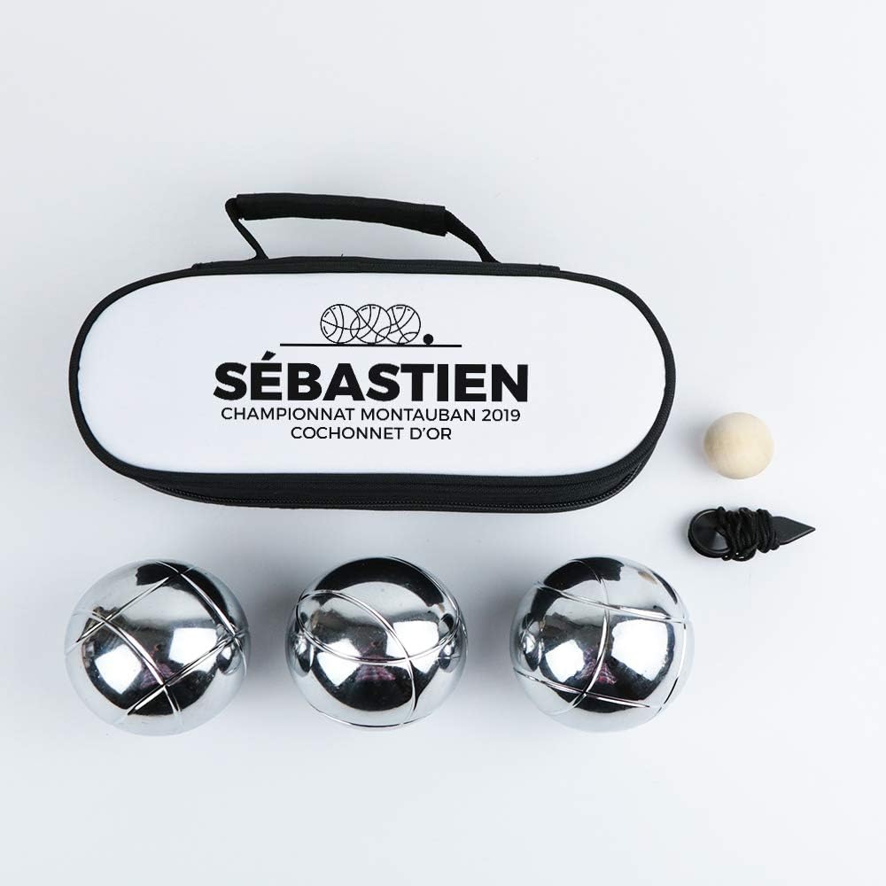 Sacoche Boule Pétanque Personnalisable - Sac Pétanque en Coton pour Boule de Petanque - Vendu Seul ou avec 3 Boules de Petanque - Cadeau Personnalisé - Cadeau Homme