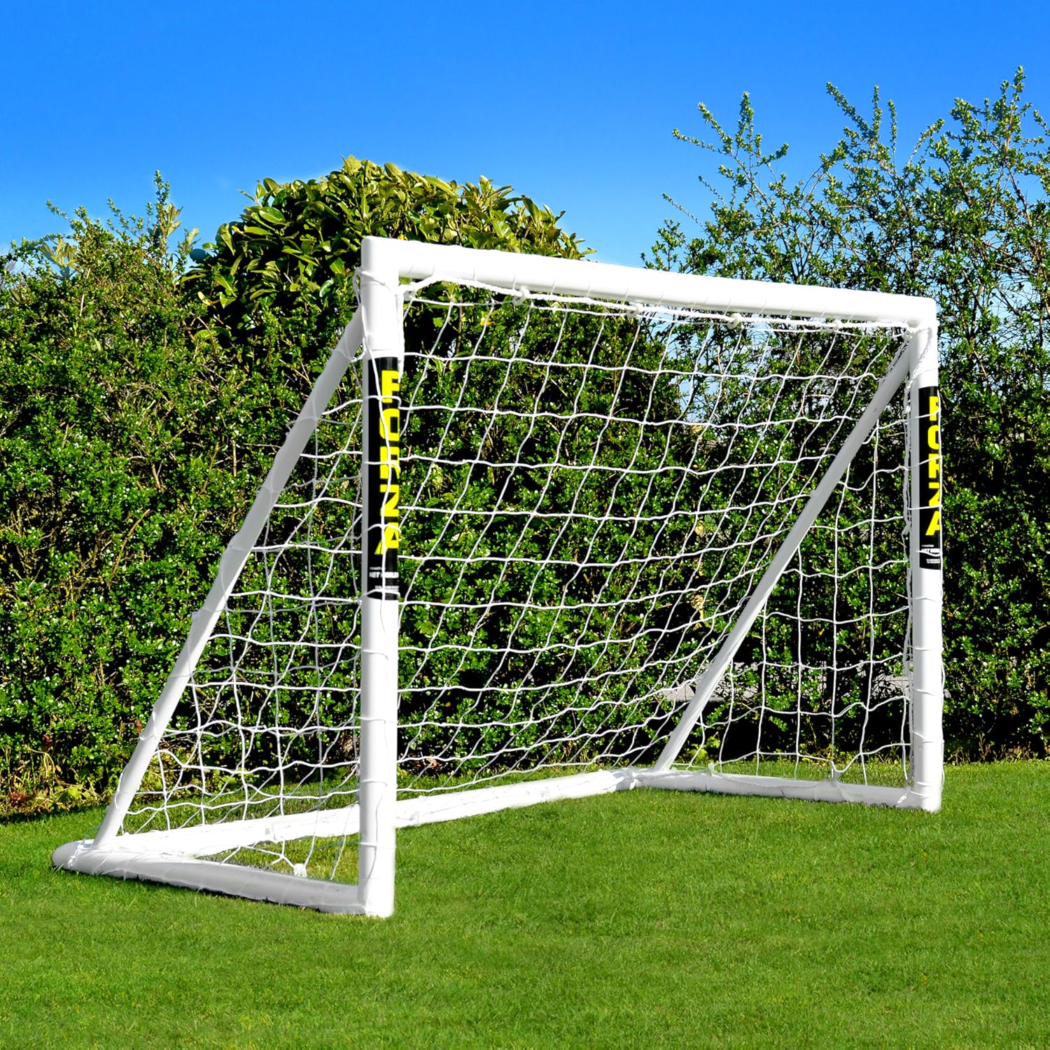 FORZA 183 cm x 122 cm But de Football en PVC - Cage, Filet et Poteaux Résistants aux Intempéries - Sac de Transport, Mur de Tir et Ballon de Foot en Option