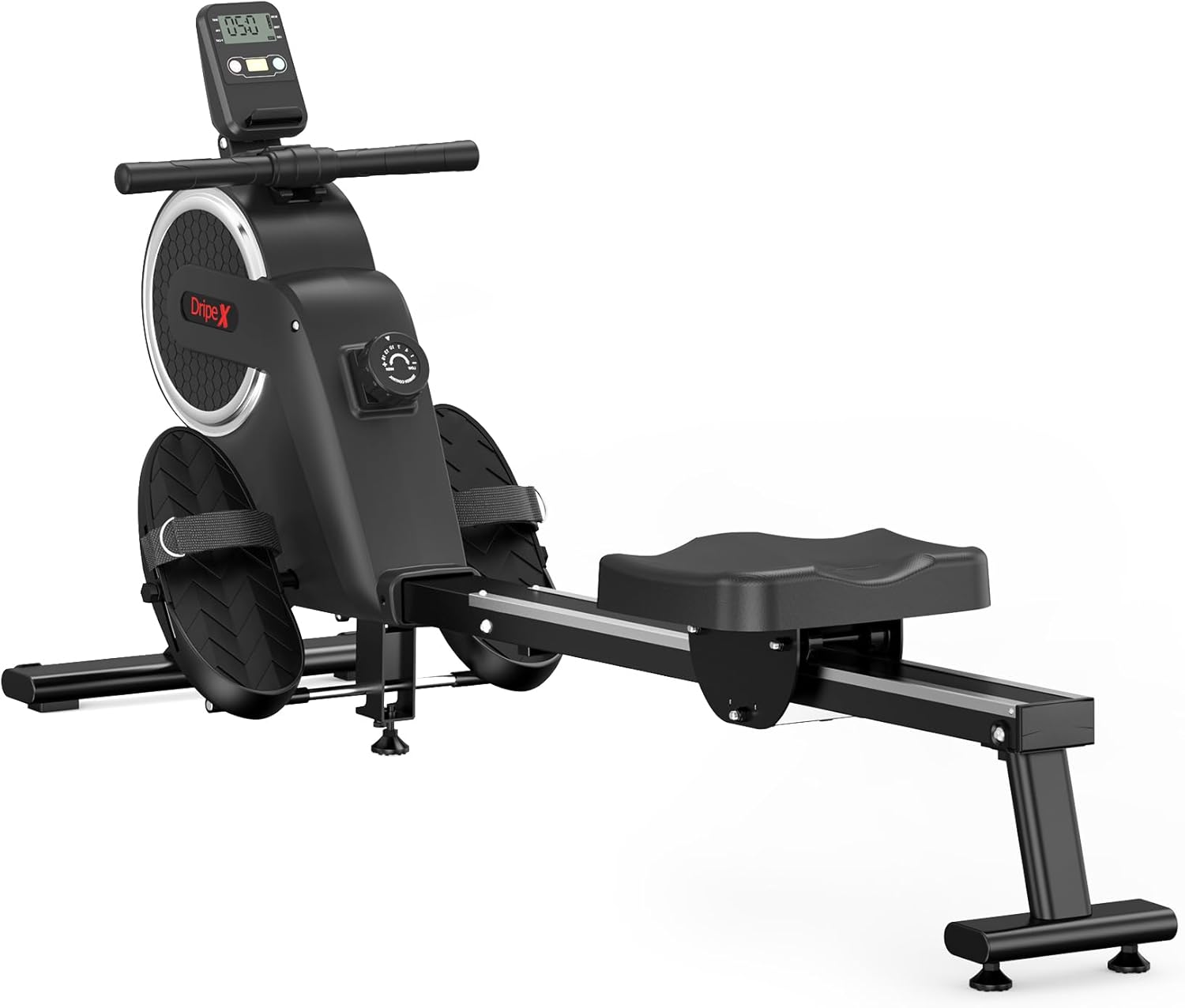 Rameur Magnétique Rameur d'appartement, 16 Niveaux de résistance magnétique, écran LCD Multifonction, Double Glissières en Aluminium avec Support de Tablette