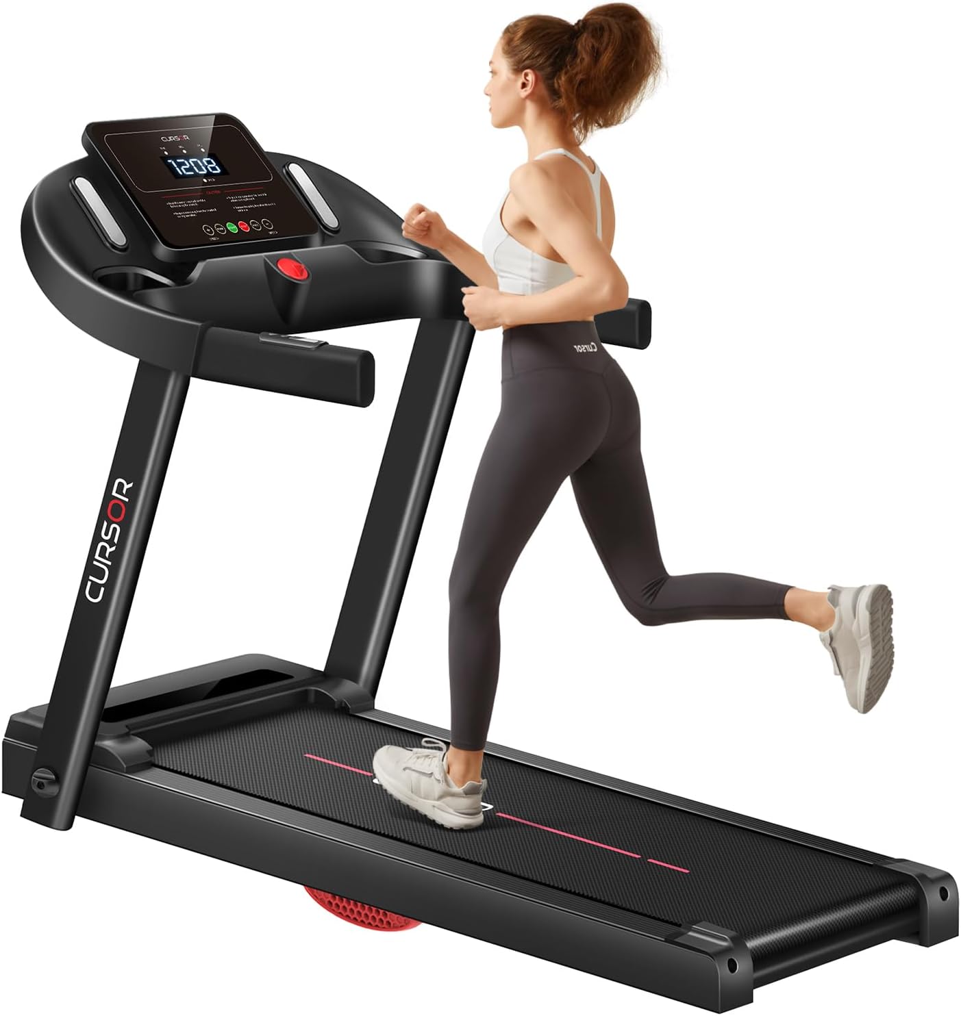 CURSOR Tapis de Course Pliable 14KM/H,Tapis de Marche Electrique Pliable avec poignée Moniteur de Fréquence Cardiaque,APP et Moteur Silencieux amélioré,Treadmill Home Foldable Charge Max 136KG