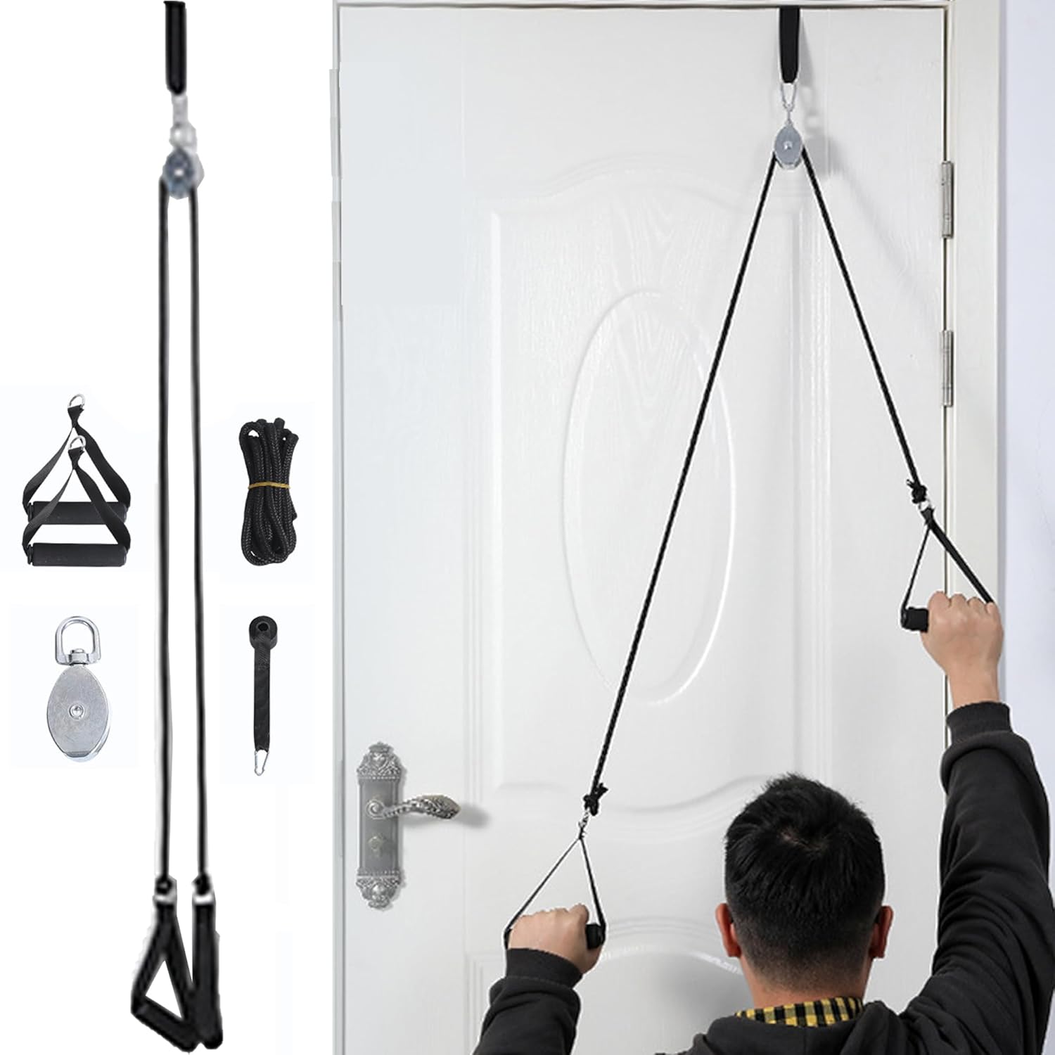 SQAQS Poulies pour la Rééducation des épaules au-Dessus de la Porte, Cordon Rehabilitation Physiothérapie d'épaule, Rééducation Épaule Poulie de Porte, La Physiothérapie Poulie Costume quatre pièces