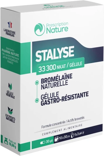 STALYSE - Complément Alimentaire à Base d'Extraits de Bromélaïne, Gastrorésistant - Drainant, Système Lymphatique - Fabrication Française - 30 Gélules