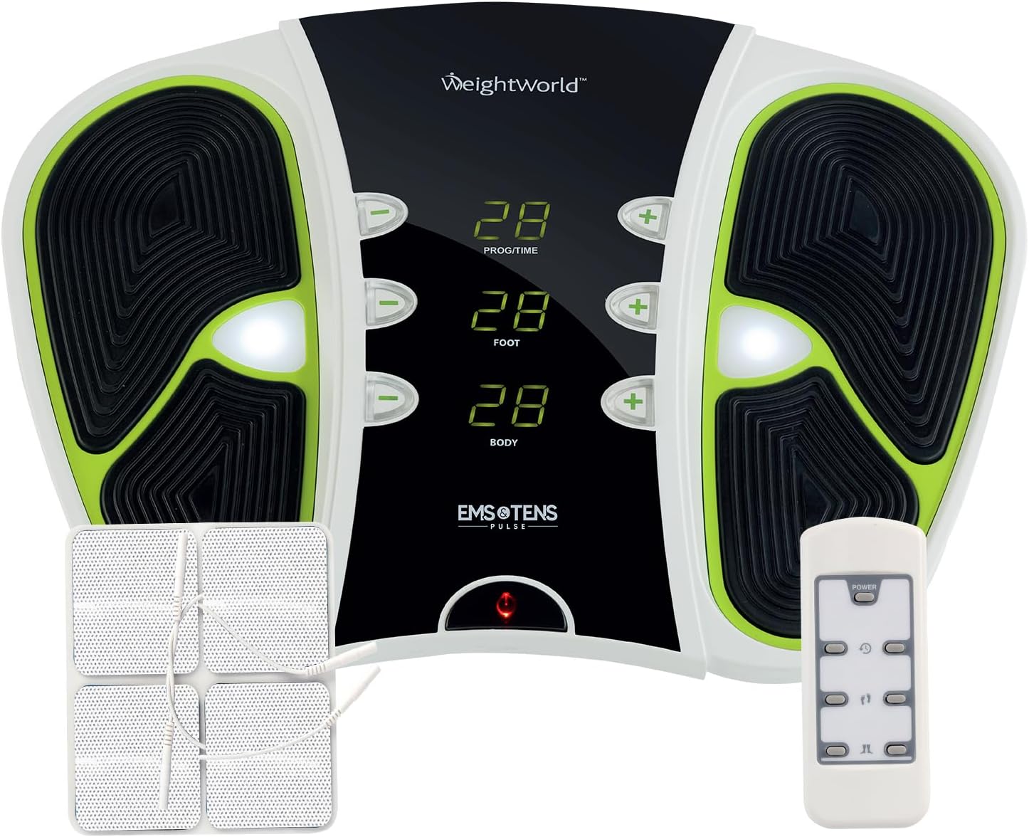 Circulatoire Pieds & Corps, Masseur Électrique Pour Jambes Lourdes, 99 Niveaux d'Intensité, EMS + TENS, electrodes pour electrostimulateur, pour Massage et Relaxation, WeightWorld Circulator