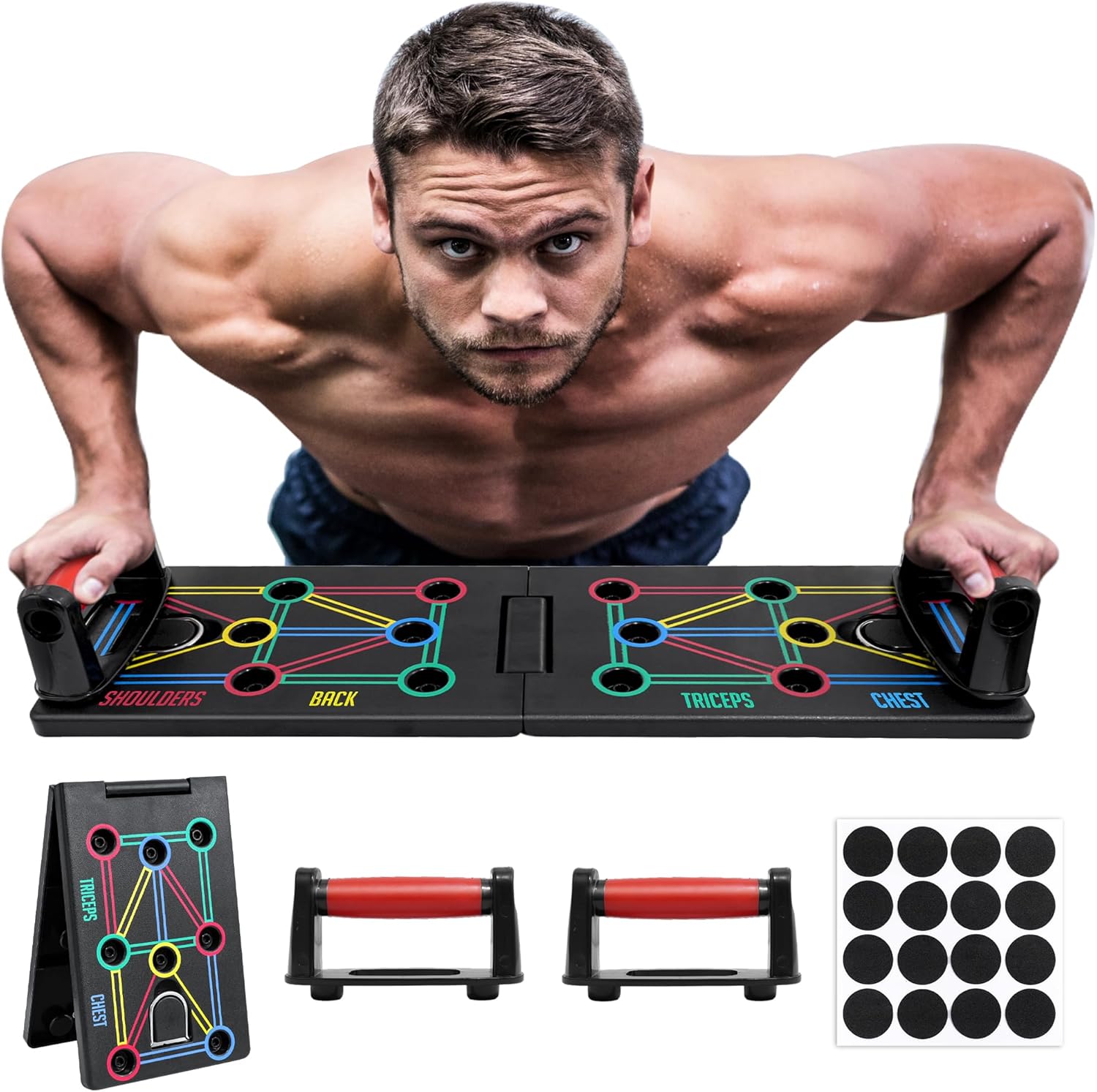 Planche de pompes, 12 en 1 pliable pour exercices de musculation, exercices à domicile pour homme/femme