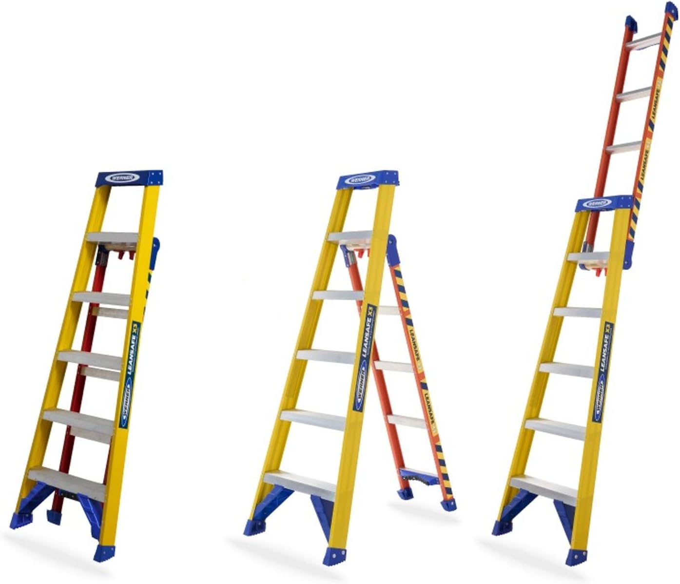 Werner Leansafe Échelle combinée 3 en 1 Multifonction 3 Voies Échelle inclinable en Fibre de Verre Taille Unique Jaune
