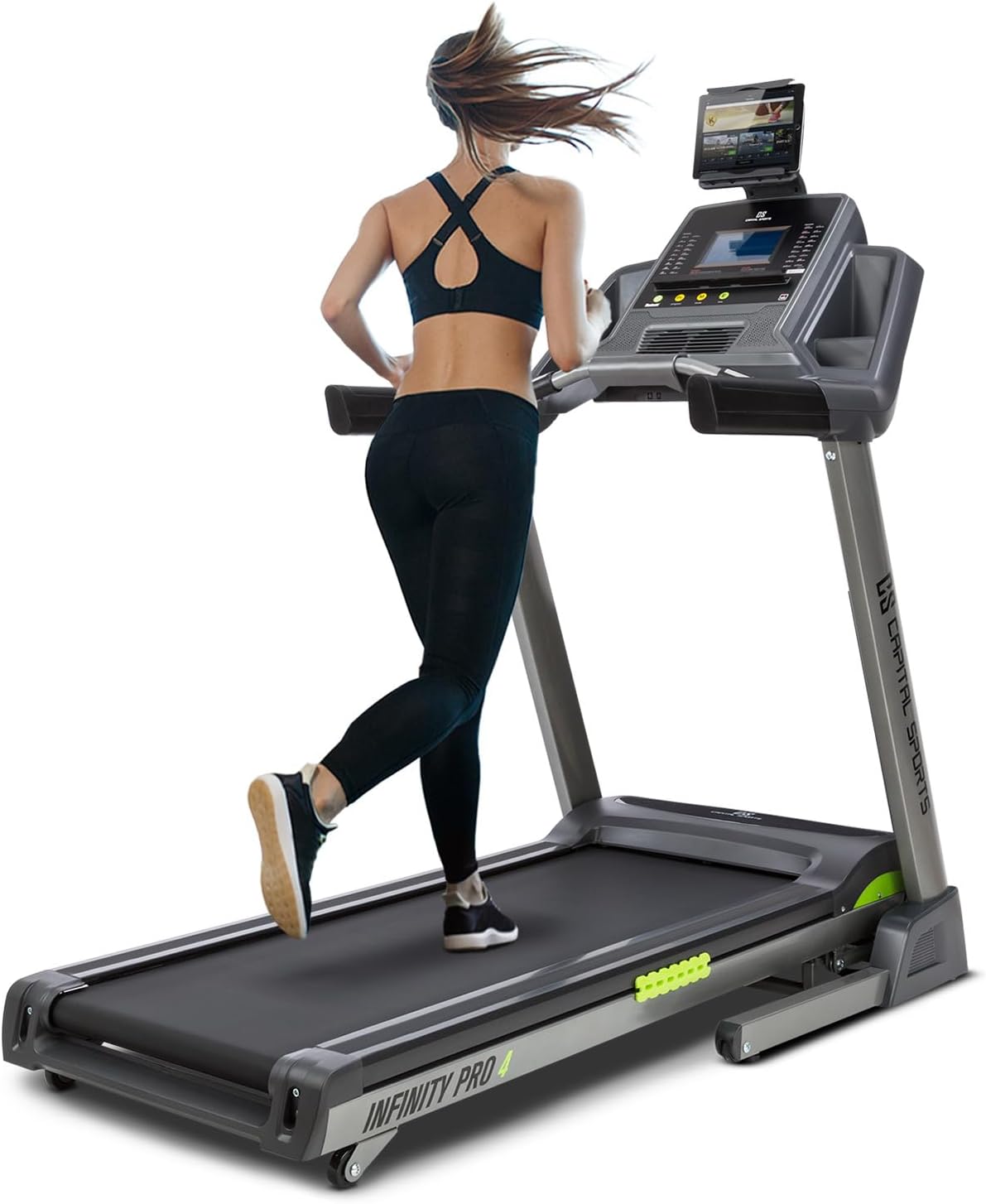 Infinity Pro - Tapis de Course électrique, Vitesse jusqu'à 21 km/h, Pente réglable jusqu'à 15%, Ecran 7 LCD, 36 progr - d'entraînement, 3 Modes personnalisés, Moteur de 7 ch, Noir