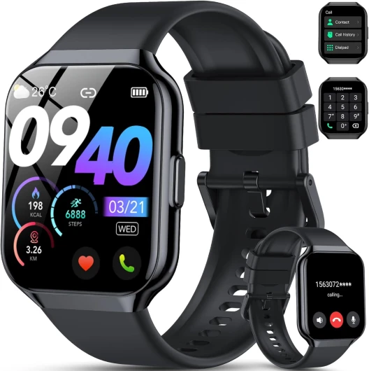 Montre Connectée Homme Femme avec Appel Bluetooth, 1.96" Smartwatch avec 110+ Modes Sportifs, Etanche IP68 Montre Connectée Sport avec Podometre/Cardio/Moniteur de Sommeil pour iOS/Android