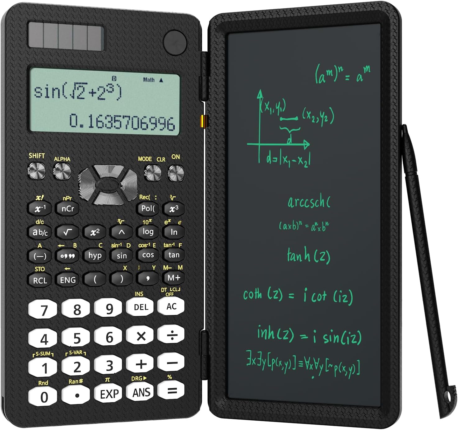 Calculatrice scientifique pour l'école avec bloc-notes, fournitures scolaires intermédiaires et lycéennes pour étudiants, 82 MS pliable à 2 lignes, calculatrice scientifique avec tablette