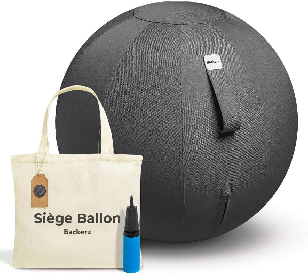 Siège Ballon - Ballon Ergonomique Bureau & Yoga Chaise Ballon en Taille 55CM 65CM 75CM - Capacité 110kg, Housse en Lin Doux Lavable - pour Une Bonne Posture Ballon pour Le Bureau