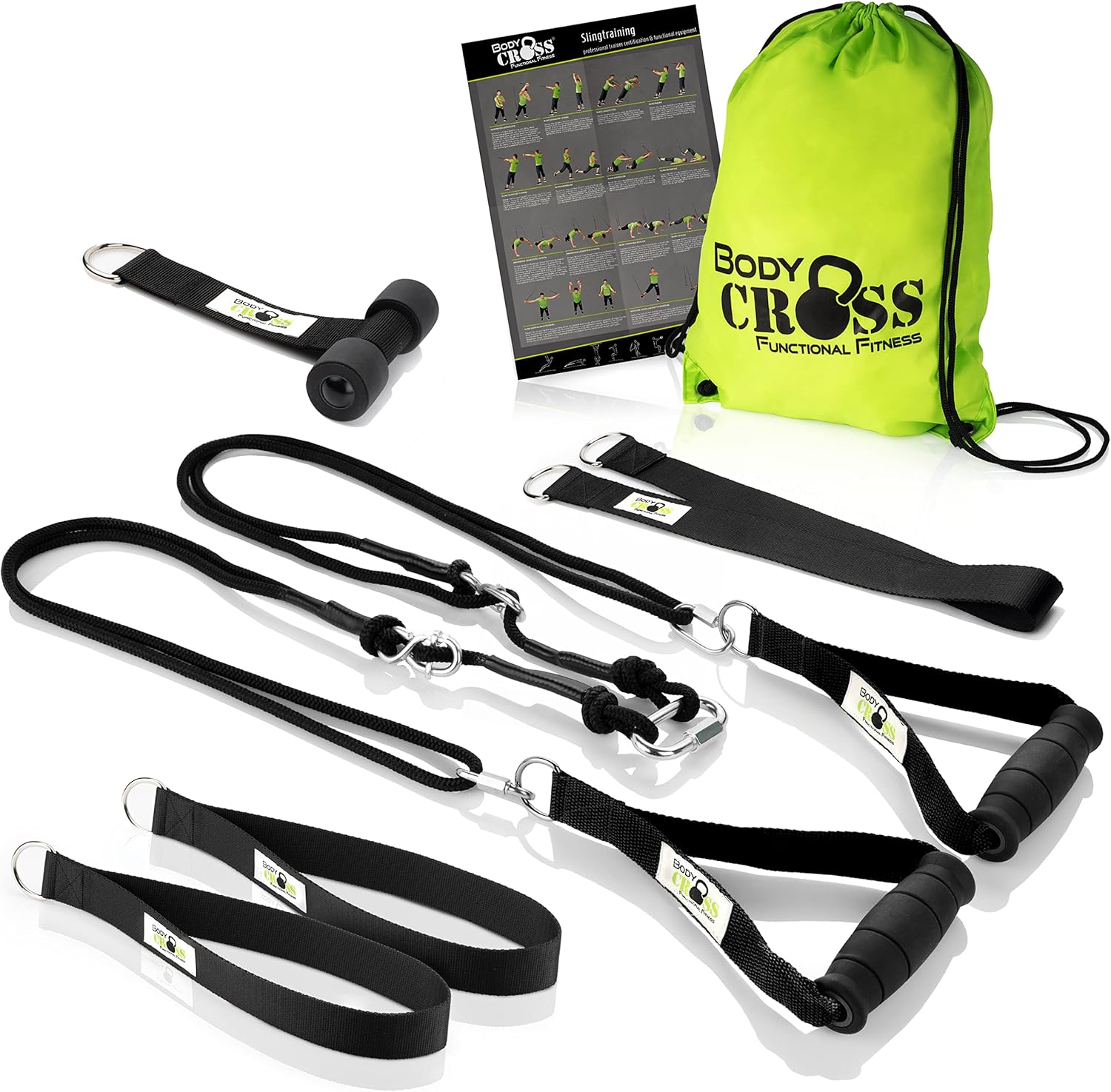 Sling Trainer Haut de Gamme avec Certificat - avec Poster d'exercices, Programme d'entraînement de 10 semaines, Fixations pour Porte, espaceur et Boucle d'attache