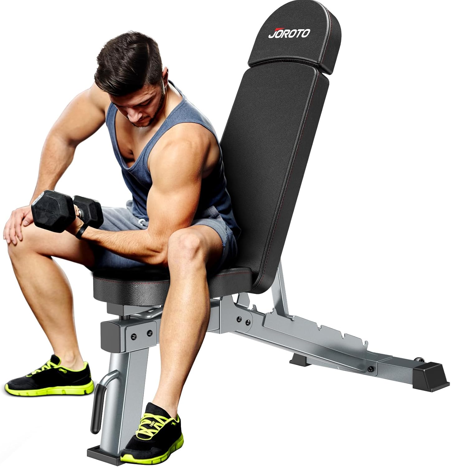 MD80 Banc de Musculation Banc Réglable Pour L'entraînement, 4 en 1 Complet Multifonction du Corps Banc Inclinable Pliable, Capacité de Poids de 450 kg