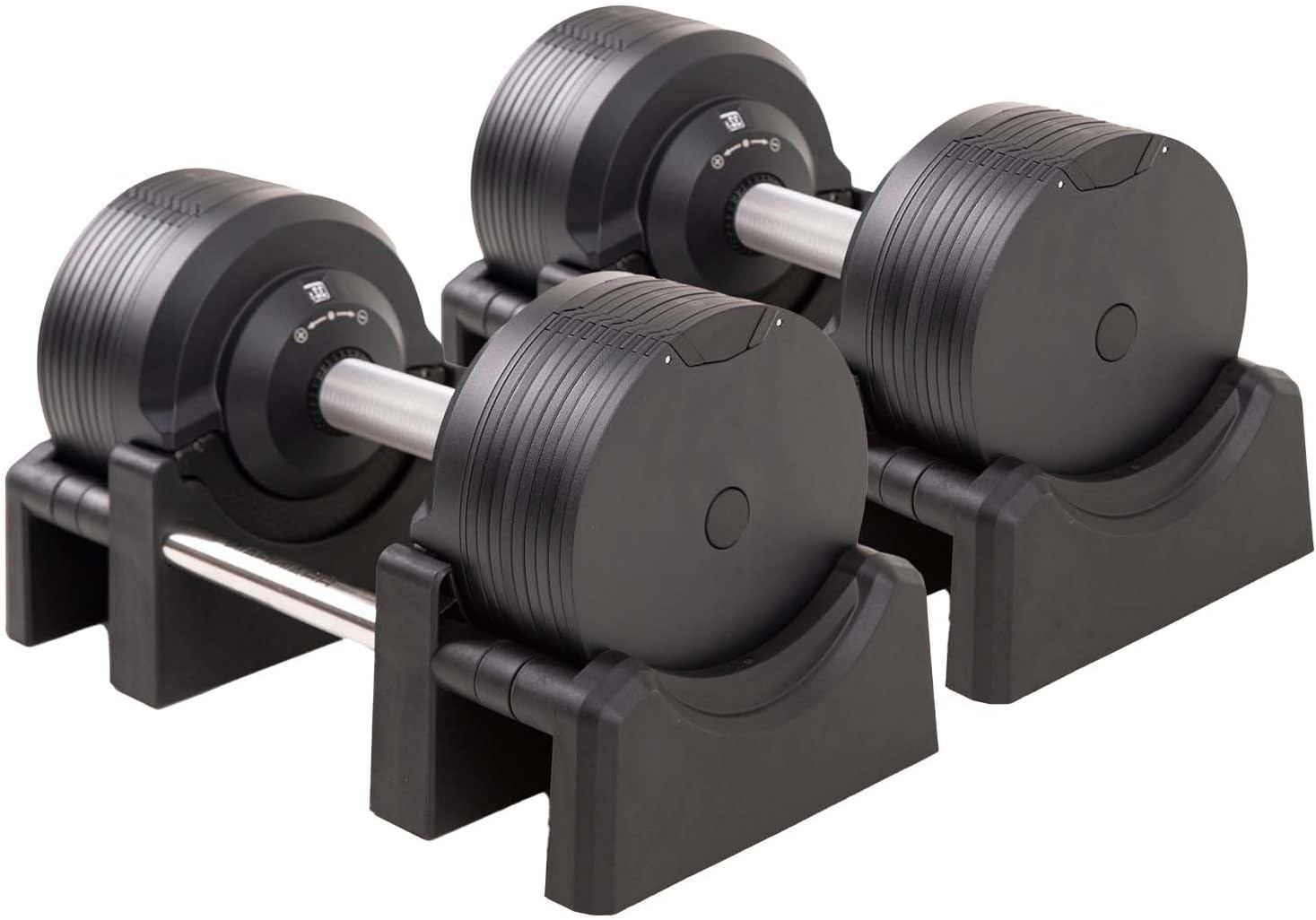 Haltères réglables - 23,5kg, 32,5kg, 41,5kg Chrome/Noir - Poids polyvalents pour la musculation à domicile
