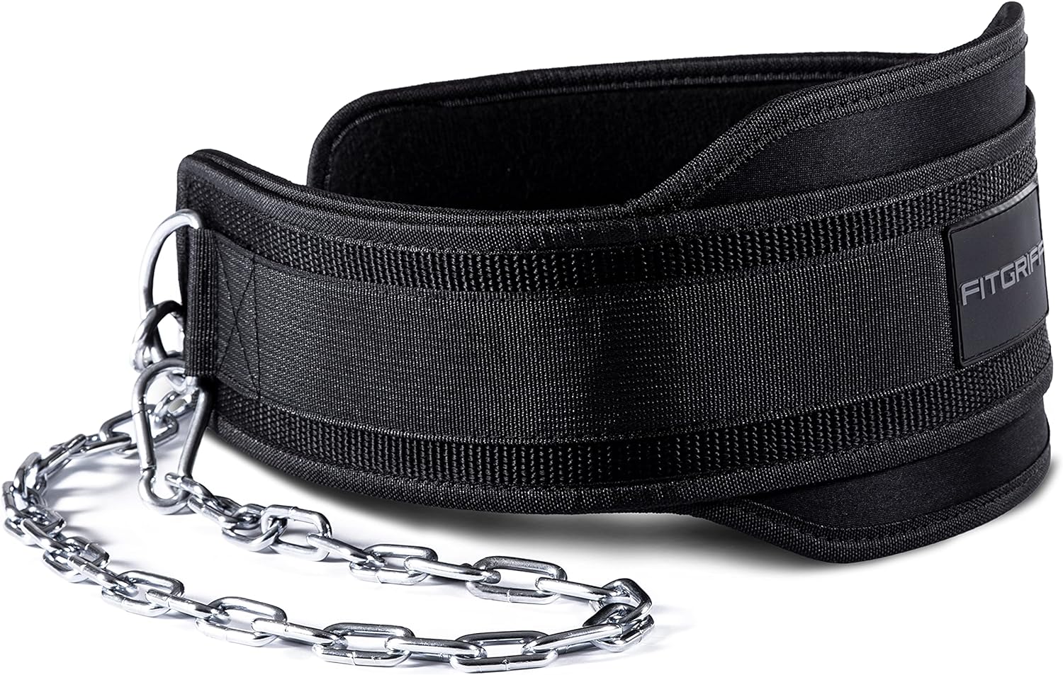 ® Ceinture de Musculation Lestée avec Chaine + 2 Mousquetons - Dip Belt pour Haltérophilie, Bodybuilding, Poids, Crossfit, Force, Gym, Gymnastique, Weightlifting