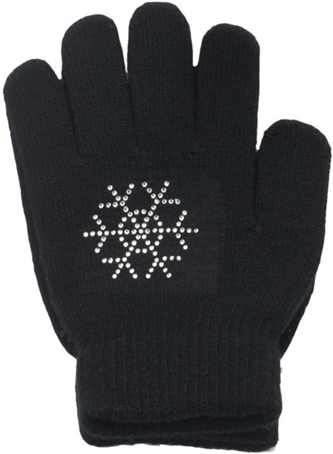 Gants de patinage artistique, gants de patinage artistique, gants thermiques de compétition, gants d'hiver chauds et antidérapants pour enfants (taille L, noir)