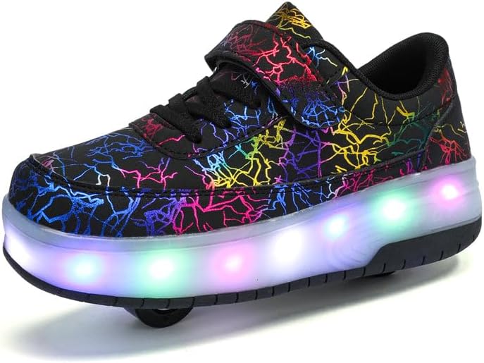 HUSKSWARE Chaussures à roulettes pour Enfant 2 en 1 avec Patins à roulettes 35 EU 668 Noir 2 Roues