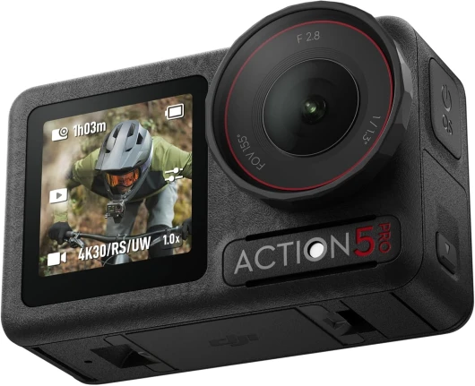 Bundle Standard Osmo Action 5 Pro, Caméra Étanche avec Capteur 1/1,3", Vidéo 4K/120 IPS, Suivi de Sujet, Stabilisation, Double Écran Tactile OLED, Caméra d’Action 4K Idéale pour Sports, Vlog