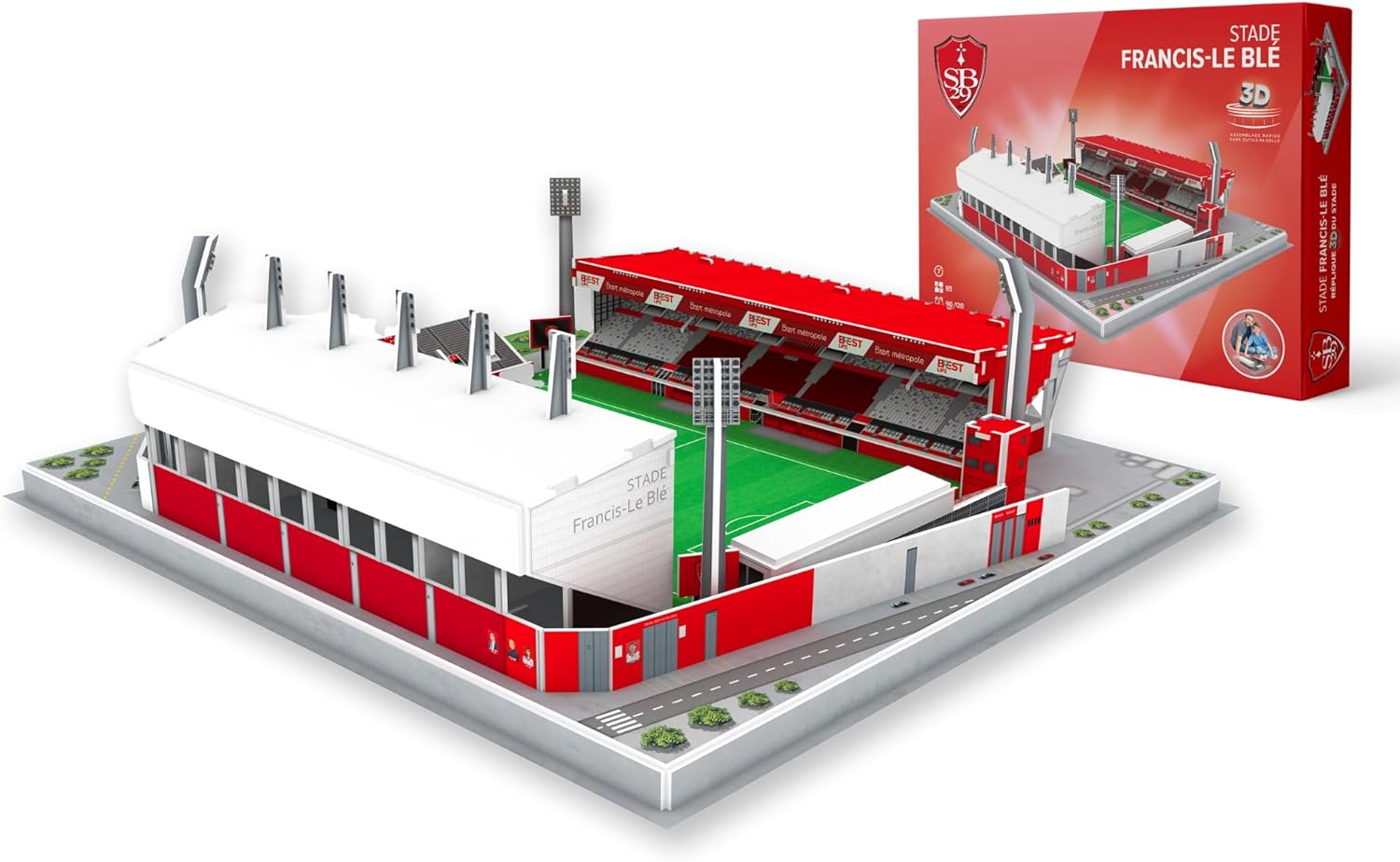 Puzzle 3D Stade Francis-Le BLE - Brest - Puzzle Adultes et Enfants- Assemblage Facile : pièces numérotées - Pas Besoin de Colle, ni d’Outils ! - Dès 7 Ans - Objet de décoration