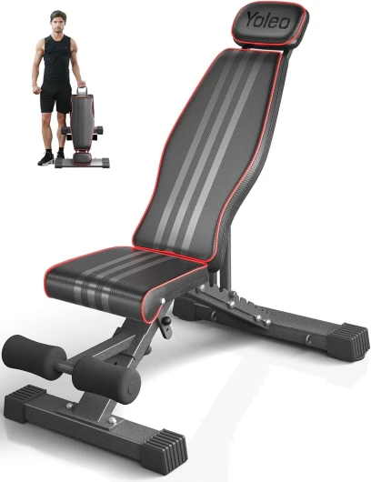 Banc de Musculation Réglable, Banc Allongé de Fitness Inclinable Pliable, Multifonction Entrainement Complet du Corps Fitness, Banc Exercice Gymnastique à Domicile ou au Bureau