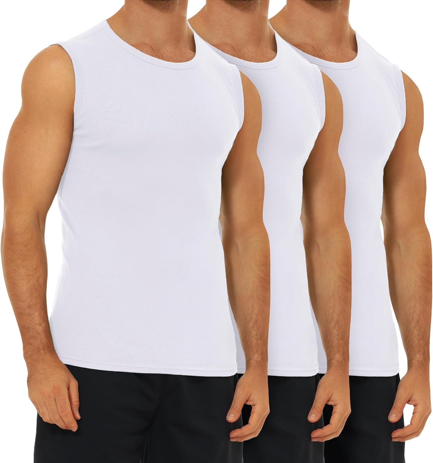 Débardeur Homme 100% Coton Maillot de Corps Homme Lot de 3 Blanc Noir Bleu Olive S-5XL