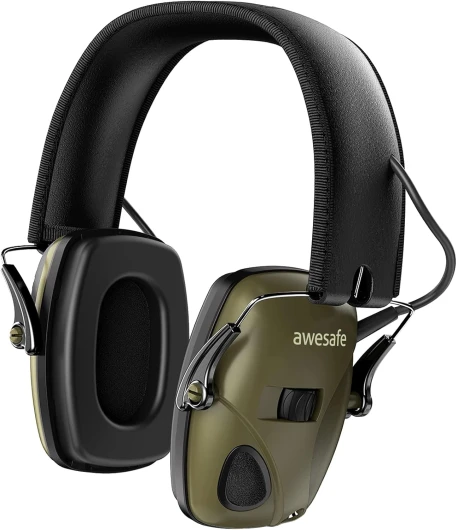 Awesafe Casque de tir antibruit électronique GF01 Réduction du Bruit Maximisation du Son Sécurité Electronique Casque antibruit, Protection Auditive,Idéal pour Le Tir et la Chasse(Vert)
