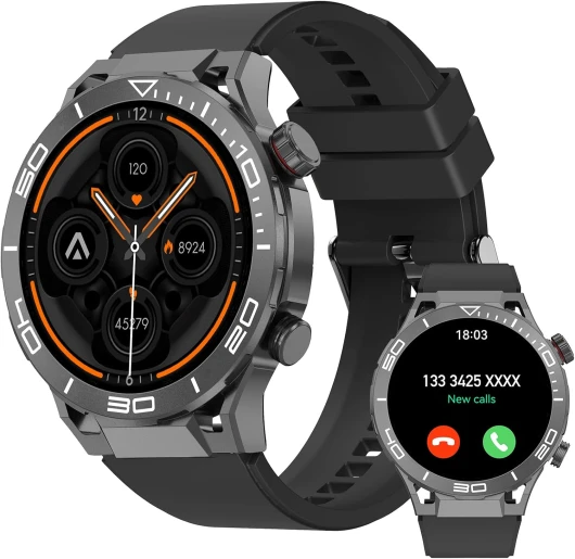 Fit Saturn 4 - Montre Connectée Homme avec 1,52'' / 330mAh Batterie/Smartwatch Homme avec 120+ Modes Sportifs, 24/7 Moniteur de Fréquence Cardiaque et Sommeil,IP68 Étanche pour Android iOS