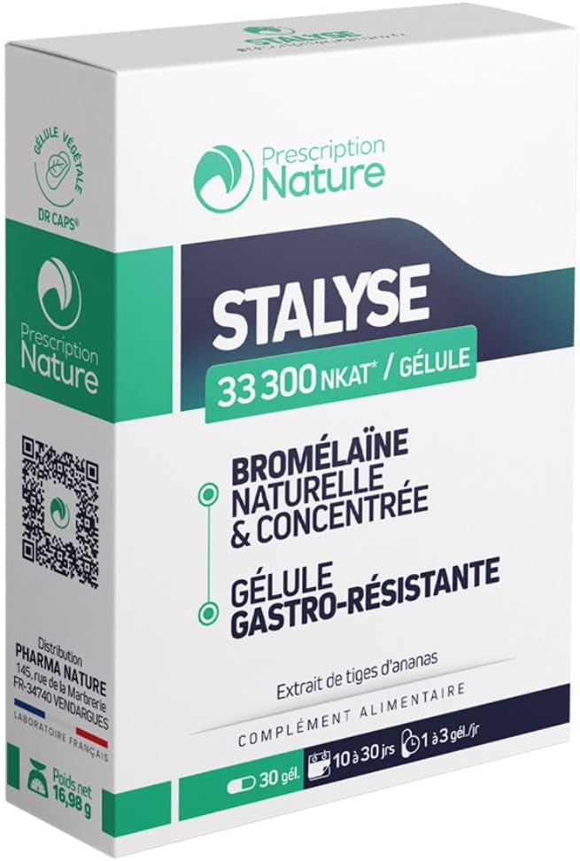 STALYSE - Complément Alimentaire à Base d'Extraits de Bromélaïne, Gastrorésistant - Drainant, Système Lymphatique - Fabrication Française - 30 Gélules