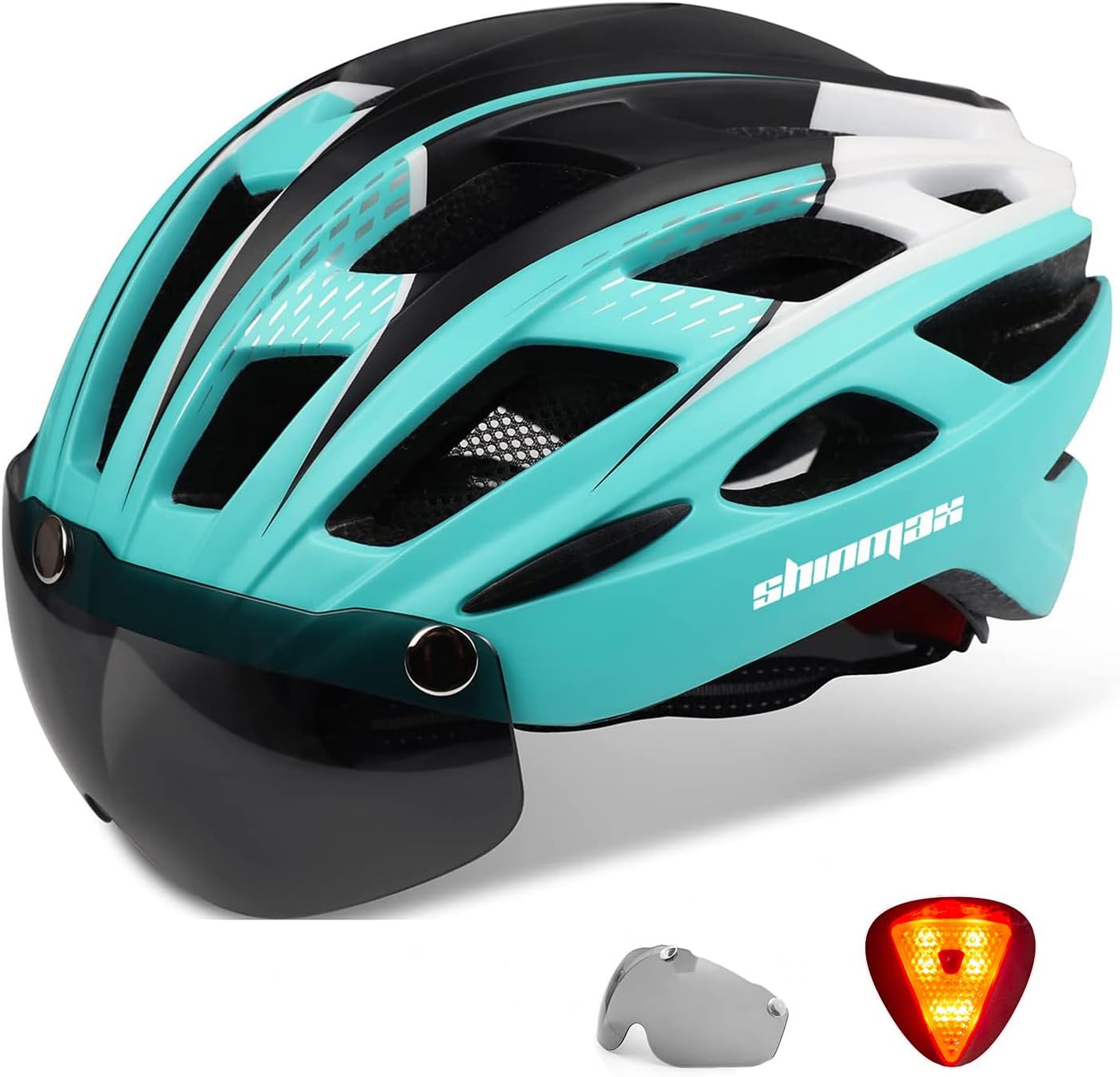 Casque de vélo avec éclairage LED, Casque de vélo avec éclairage de Sécurité Casque de vélo magnétique et écran Amovible Visiere à roulettes Ski Snowboard Casque Velo pour Homme Femme NR-096