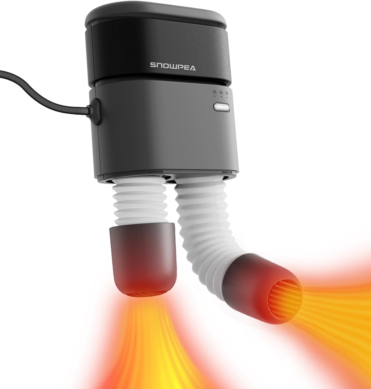 Snowpea Séchoir Chaussures de Ski avec Soufflage d'air Chaud, avec Ventilateur Chauffant, Chauffe-Pieds, pour Ski Chapeaux, Minuterie 3/6/9 Heures, Tuyaux 30cm