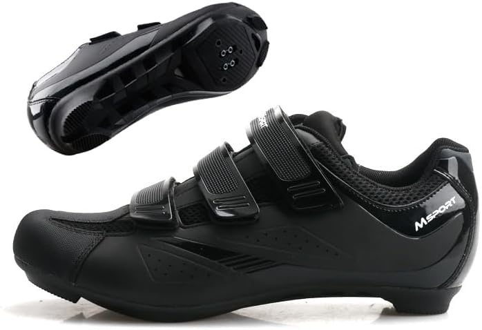 Chaussures de Cyclisme pour Homme/Femme Compatibles SPD-SL/Look/Delta Chaussures de Vélo de Route Respirantes et Légères Noir 44 EU