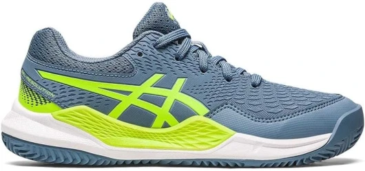 ASICS Mixte Enfant Gel-Resolution 9 GS Clay Tennis Shoe 36 EU Steel Blue Hazard Green